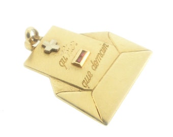 A Augis 18K Gold & Ruby Diamond PLUS QU’HIER Love Letter Pendant or Charm