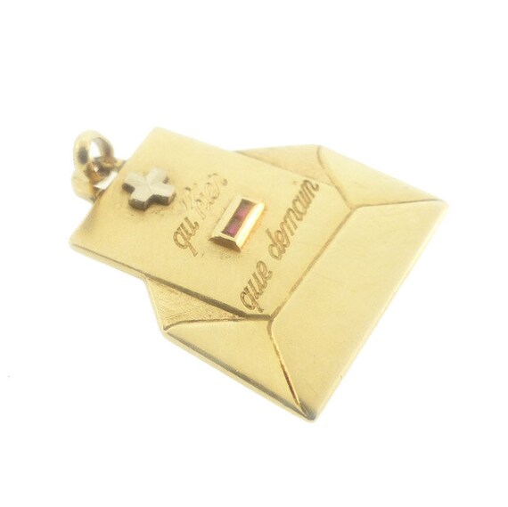 A Augis 18K Gold & Ruby Diamond PLUS QU’HIER Love Letter Pendant or Charm