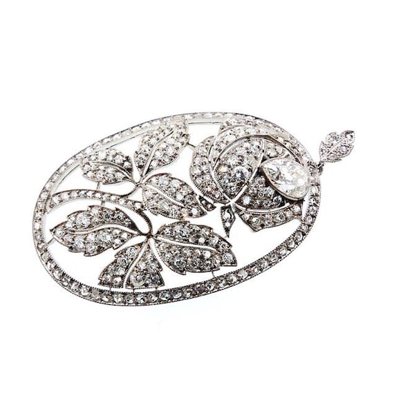 Art Deco 4.6-ct Diamond & Platinum Rose Pendant