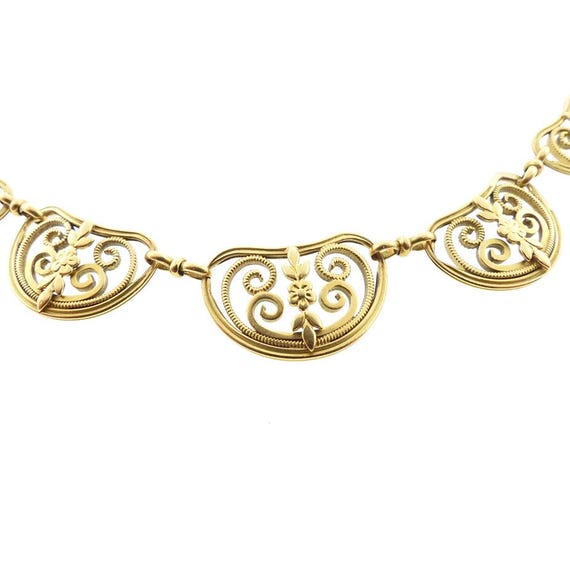 French Edwardian 18K Gold Palmette Necklace View 5