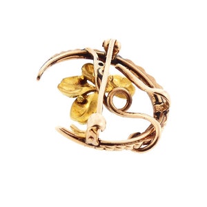 Art Nouveau 14K Gold Enamel Diamond Pearl 4-leaf Clover Honeymoon Pin ...