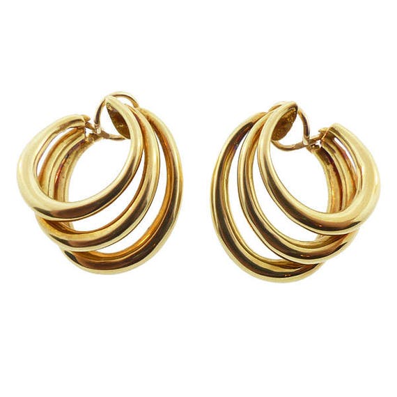 Tiffany & Co. 18K Gold Triple Hoop Earrings - image 2
