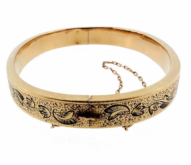 Boutons De Manchette Victoriens En Or 14K émail Fleur - Antiquité, Fait Main, Très Bon état