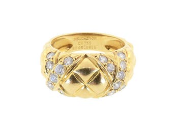 Boucheron 18K Gold & Diamond Matelassé Ring