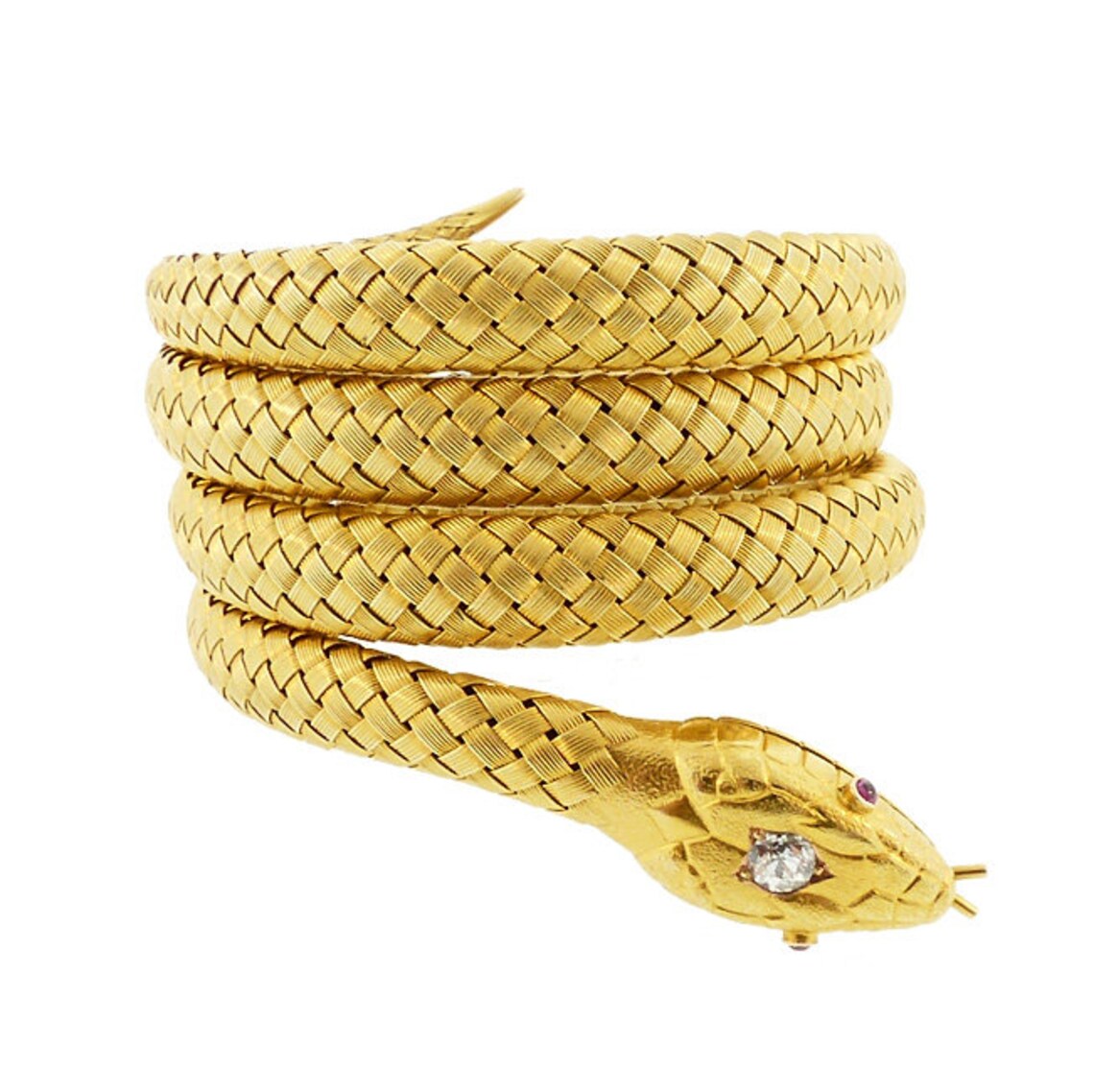 Tiffany & Co. 18K Gold Diamond Ruby Flexible Coiled Snake Etsy