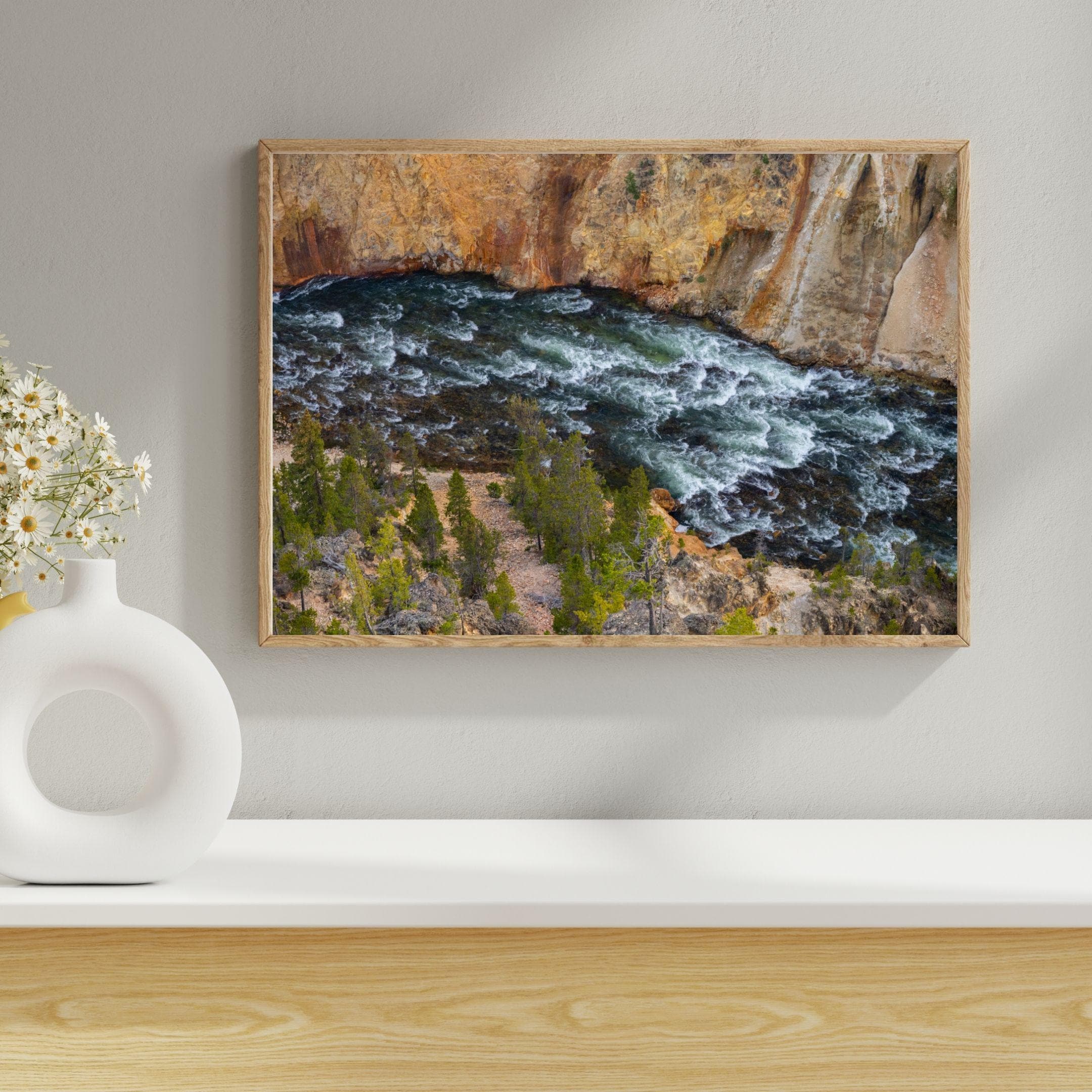 Yellowstone Lookout Point Print, Wyoming Wall Art, White Water Torrent, National Park Scenery, Fine Art Canvas, Archival Paper Gift