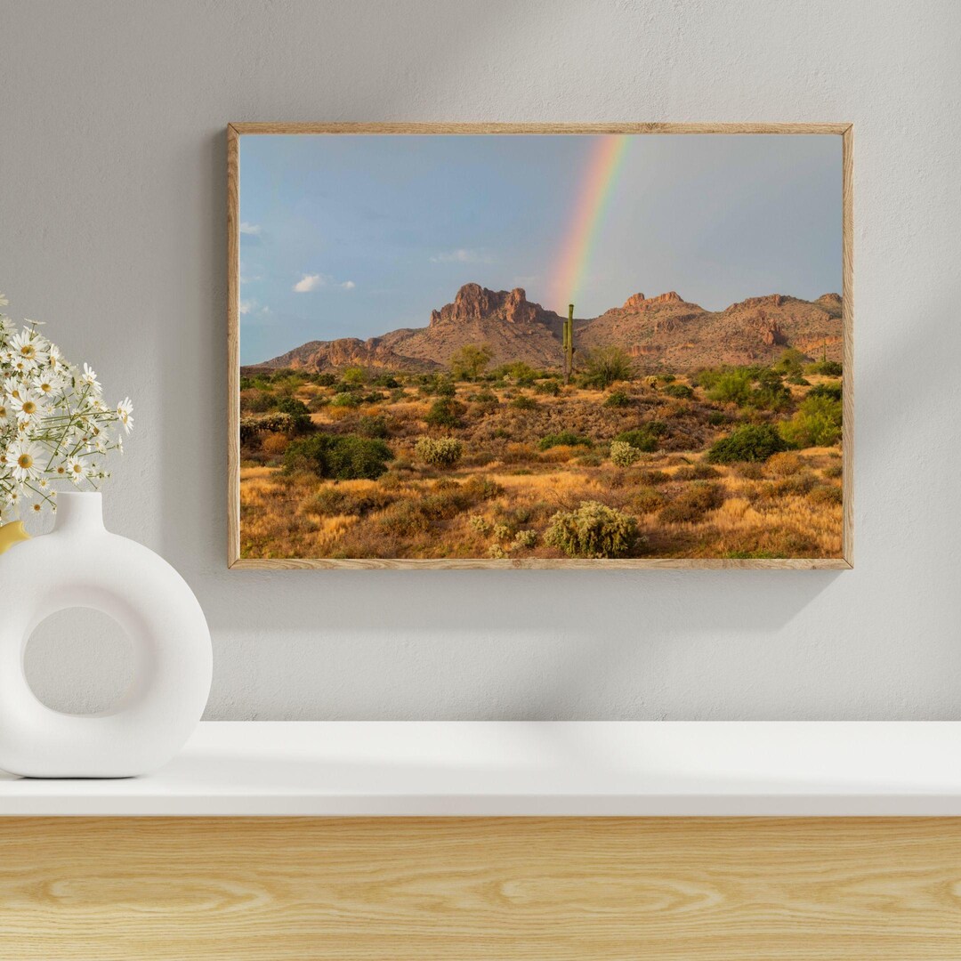 Arizona Desert Rainbow Photo - Superstition Mountains Wall Art - Etsy