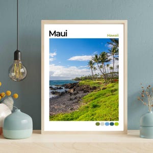 Wailea Beach Maui Travel Poster, Hawaii Wall Art, Tropical Island Print, Wanderlust Gift, Paradise Photography, Vacation Decor