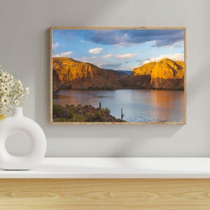 Phoenix Arizona landscape photography, Canyon Lake  print, Desert southwest home decor, Golden hour sunset, Fine art photography