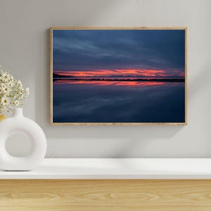 Utah Sunset Landscape Print, Antelope Island Calm Lake (Unframed or Canvas)