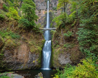 Arte mural de cascadas: Cataratas Multnomah, Oregón - Impresión en lienzo o metal