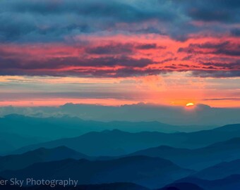 Great Smoky Mountains Landscape Photo, Tennessee Mountains, National Park Sunset, Colorful Wall Art, Acrylic Mount, Home Office Decor