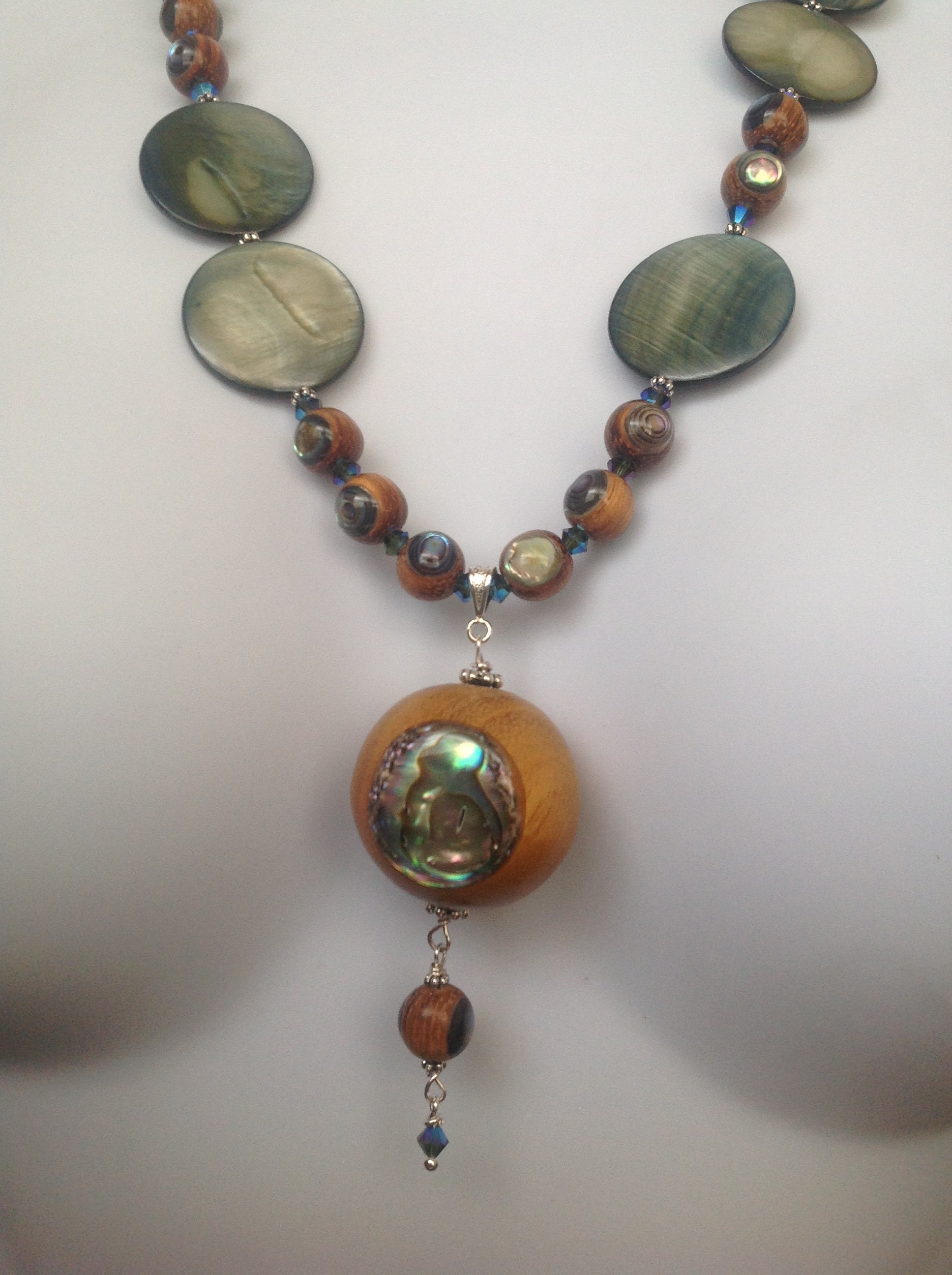 Pendentif En Argent 925 Avec Pierre Paua/Abalone | Bleu-vert, Poinçonné | Neuf Avec étiquettes