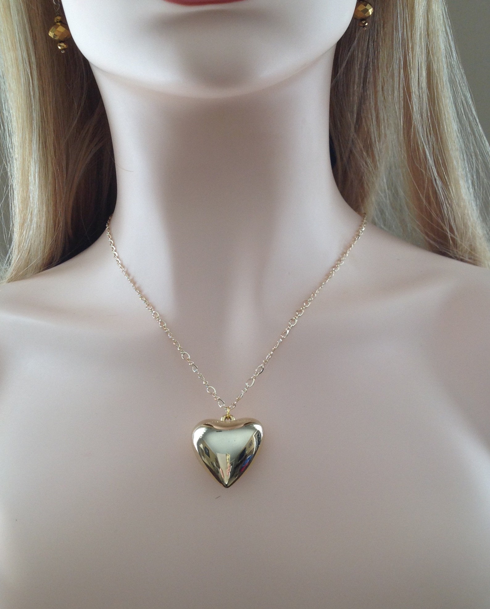 Puffy Heart Necklace Etsy