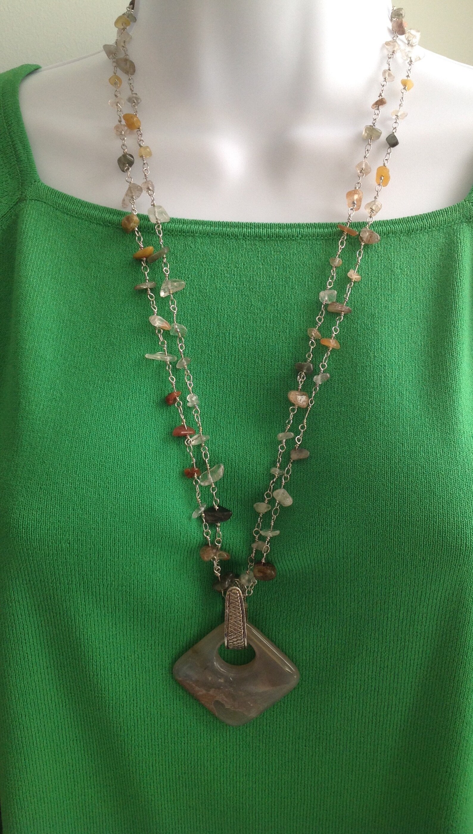 Mixed Chip Pendant Necklace Etsy