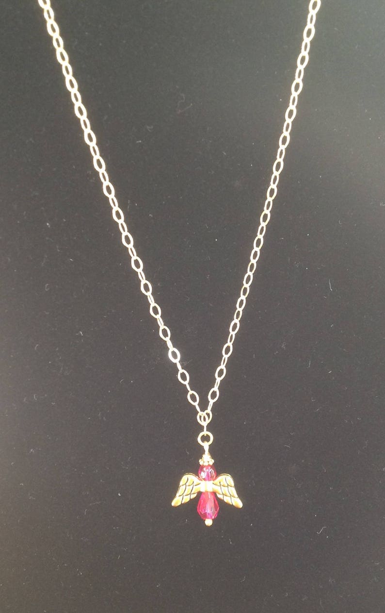 Fuschia Angel Necklace and Earring Set