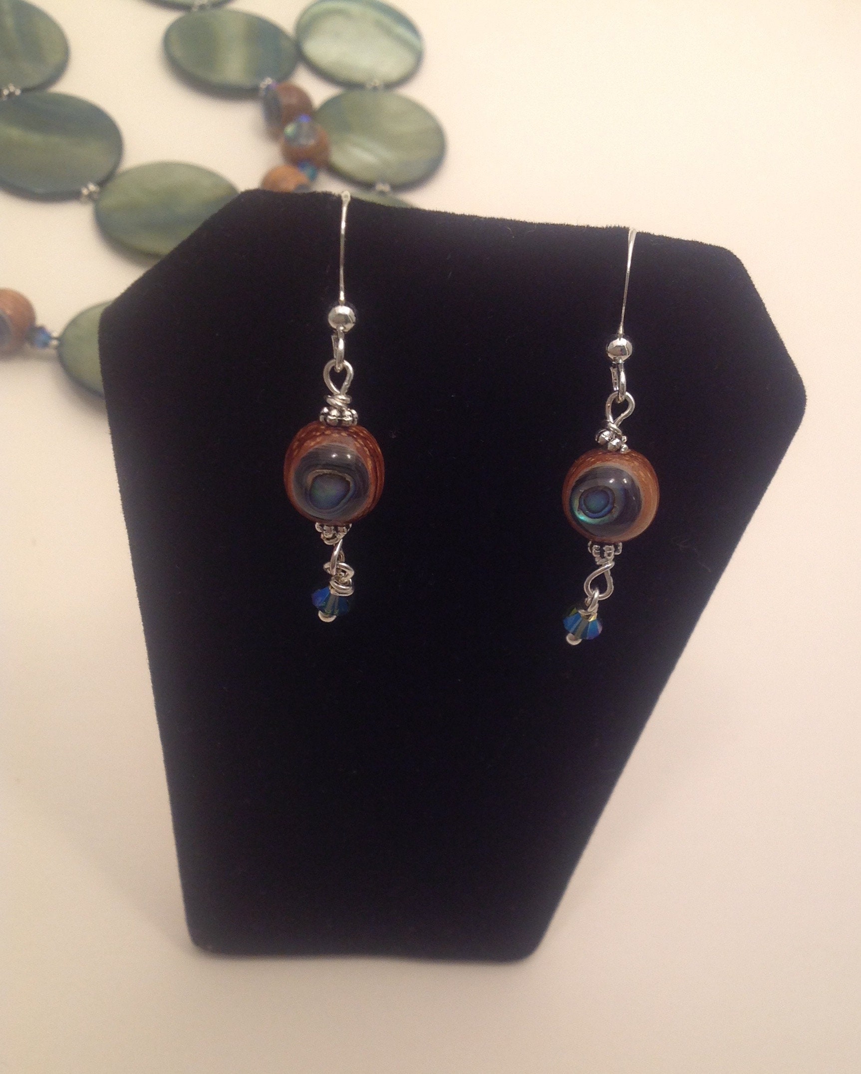 Pendentif En Argent 925 Avec Pierre Paua/Abalone - Bleu-vert Irisé - Neuf Avec étiquettes