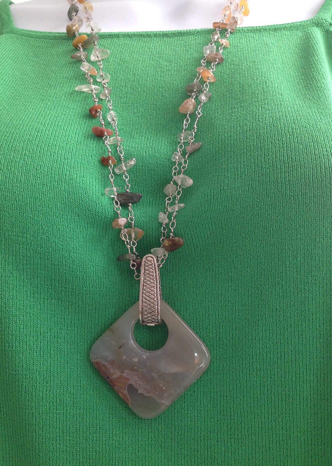 Mixed Chip Pendant Necklace Etsy