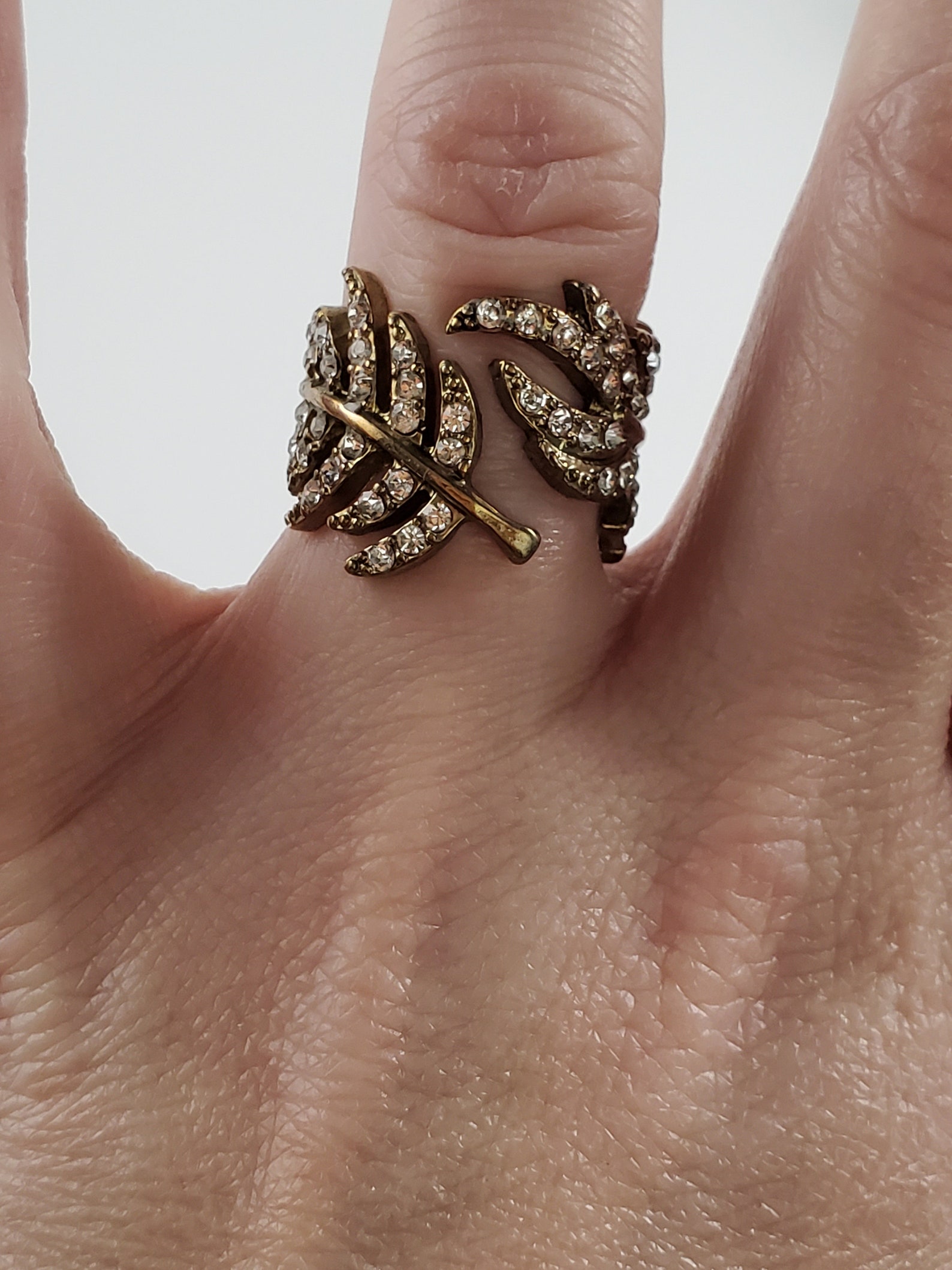 Vintage Leaf Finger Wrap Around Multistone Ring Size 7 Etsy