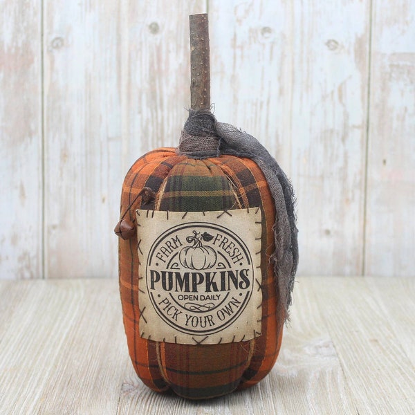 Primitive Grungy Pumpkin Homespun Autumn Country Fall Farmhouse Home Decor