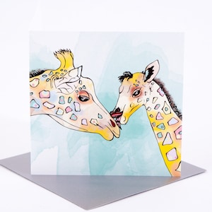 Carte de vœux de girafe d’affection