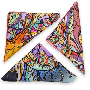 Carter's Kingdom /Sciarpa di seta da donna / Sciarpa rosa / Sciarpa con stampa animalier / Sciarpa firmata / Foulard di seta / Sciarpa quadrata / Regalo per lei