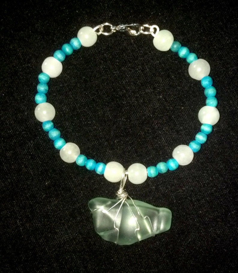 Sea Glass Bracelet Maine Sea Glass Jewelry Turquoise Etsy
