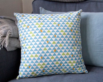 Square Cushion Handmade with Geometric Bear Print Cotton