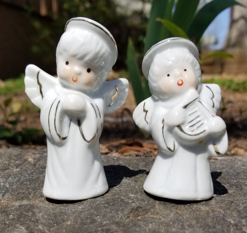 Vintage Porcelain Angel Shaker Set Porcelain Angel Shakers Porcelain Angel Salt and Pepper Shaker Set Vintage Angel Shakers