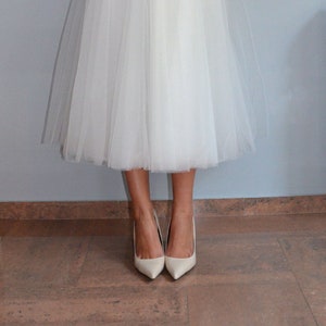 Luxury Fine Matte Tulle Tea Length Wedding Skirt/ Bridesmaids Skirt/ Bridal Skirt