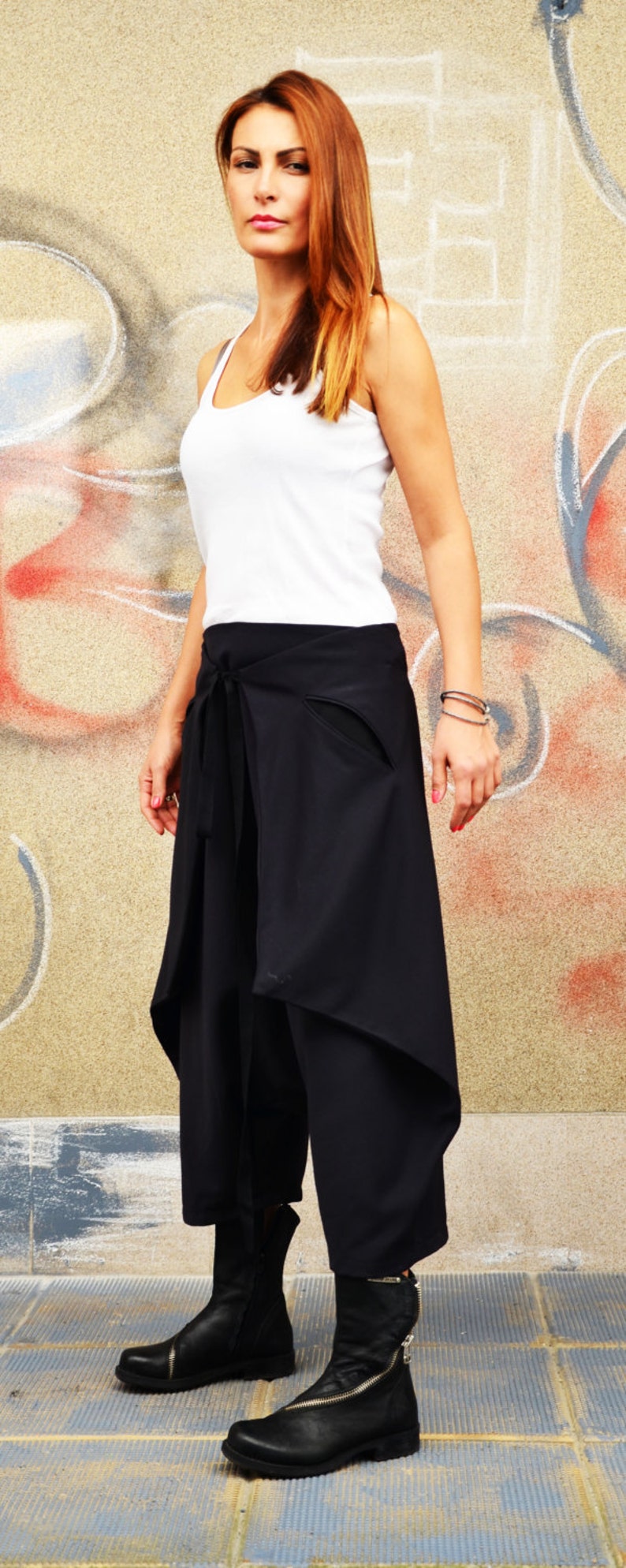 Japan Skirt/Pant/ Low Drop Crotch Trousers/ Extravagant /Culotte Trousers/Minimalist Samurai Pant/Capri Trousers/ Avant Garde Skirt Pant image 6