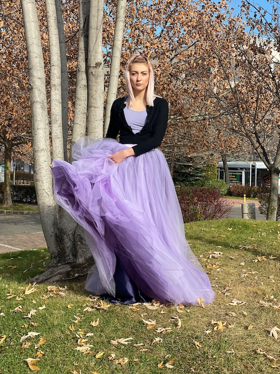 EvoletFashion Multicoloured Tulle Skirt/ Long Purple Tulle Skirt/ Floor Length Ombre Tulle Skirt/ Maxi Wedding Skirt/ Long Bridal Skirt/ Multi Shades