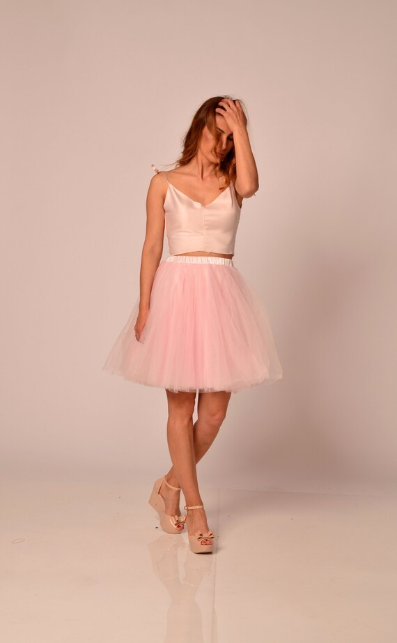 short pink tulle skirt