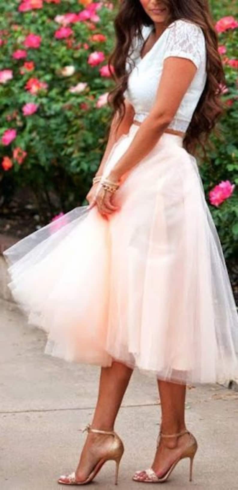 Tea Length Blush Tulle Skirt/ Party Skirt/wedding Skirt/ Bridesmaid ...