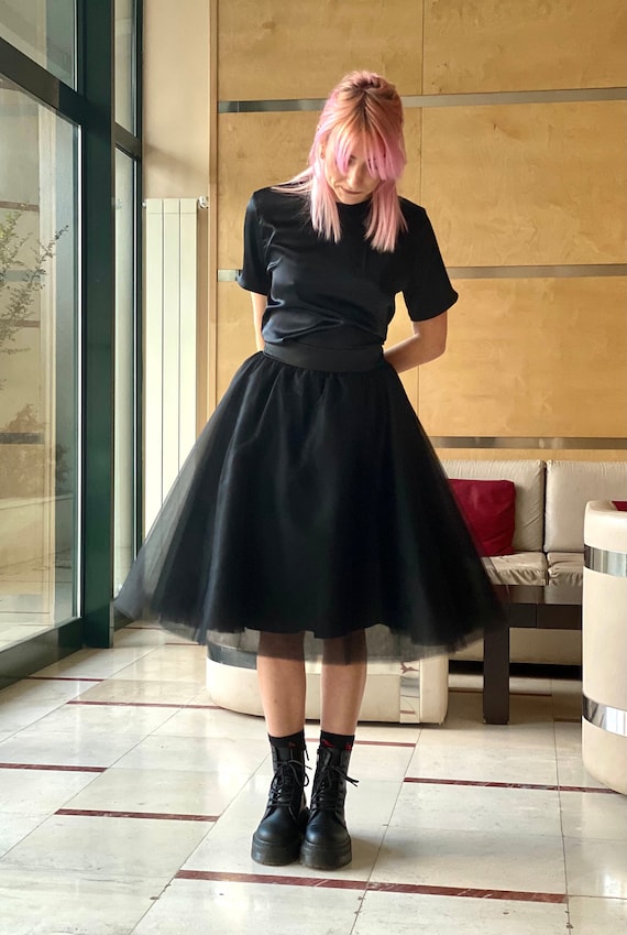 Falda de tul negro / Falda de tul de alta calidad - Etsy México