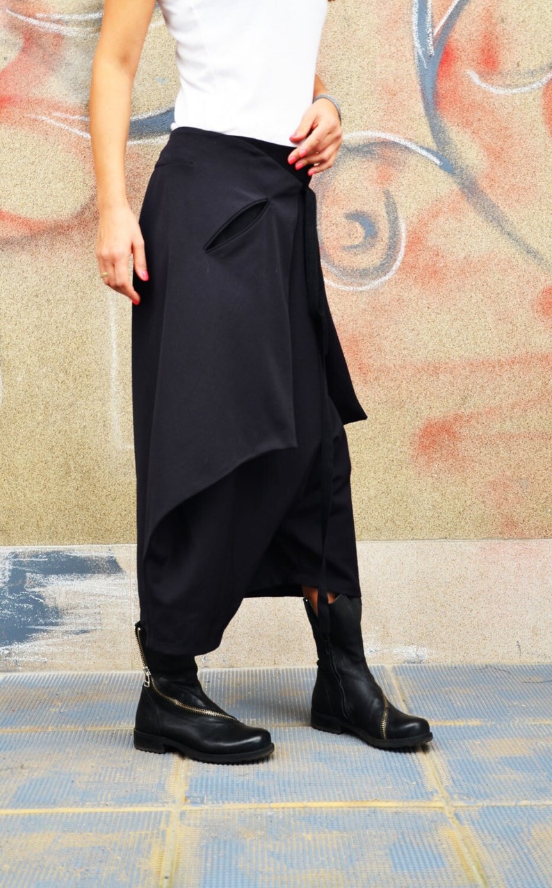 Japan Skirt/Pant/ Low Drop Crotch Trousers/ Extravagant /Culotte Trousers/Minimalist Samurai Pant/Capri Trousers/ Avant Garde Skirt Pant image 1