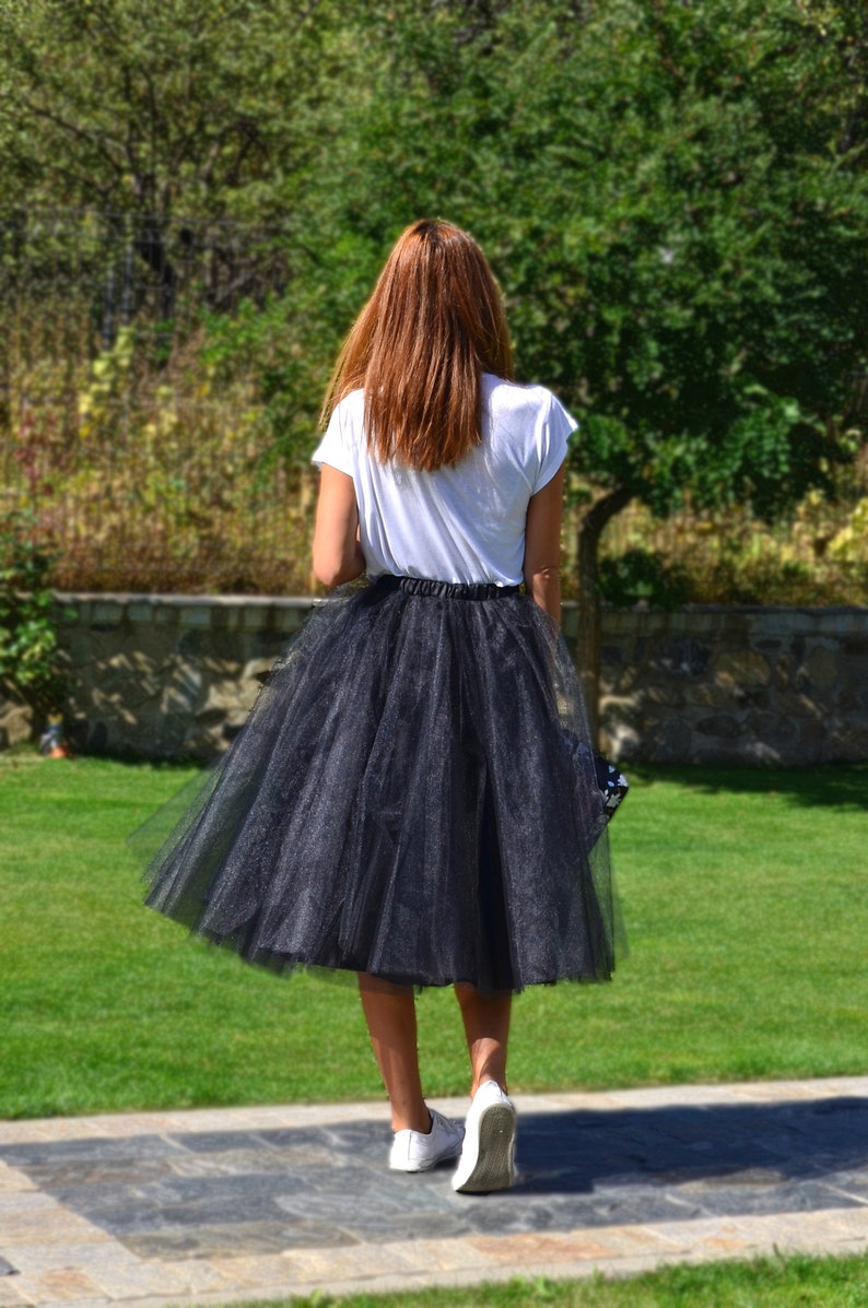 tea length black tulle skirt