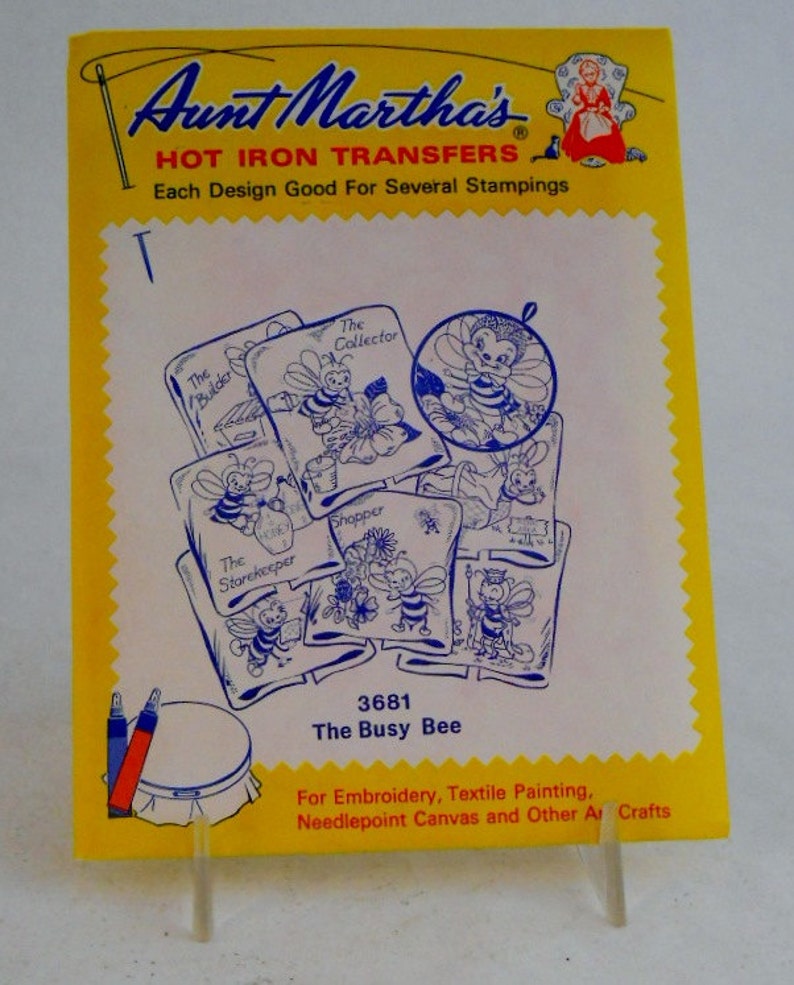 Aunt Martha's The Busy Bee Hot Iron transfer 3681 Embroidery Transfer patterns Free shipping image 1
