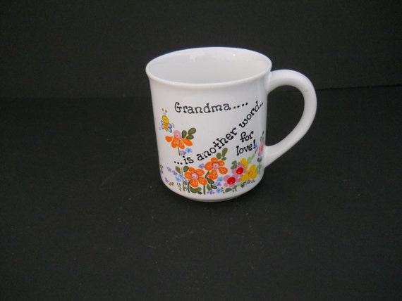 grandma is another word for love vintage colorful floral ceramic coffee cup another word for floral