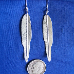 Sterling Silver Earrings - exact replica of American Eagle Feather by New Mexico Artist LeRoy Anderson FREE SHIPPING