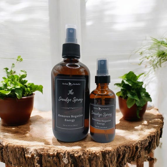 Smudge Spray, Smoke-Free Energy Cleansing Mist with Sage | Handcrafted by Certified Herbalist
