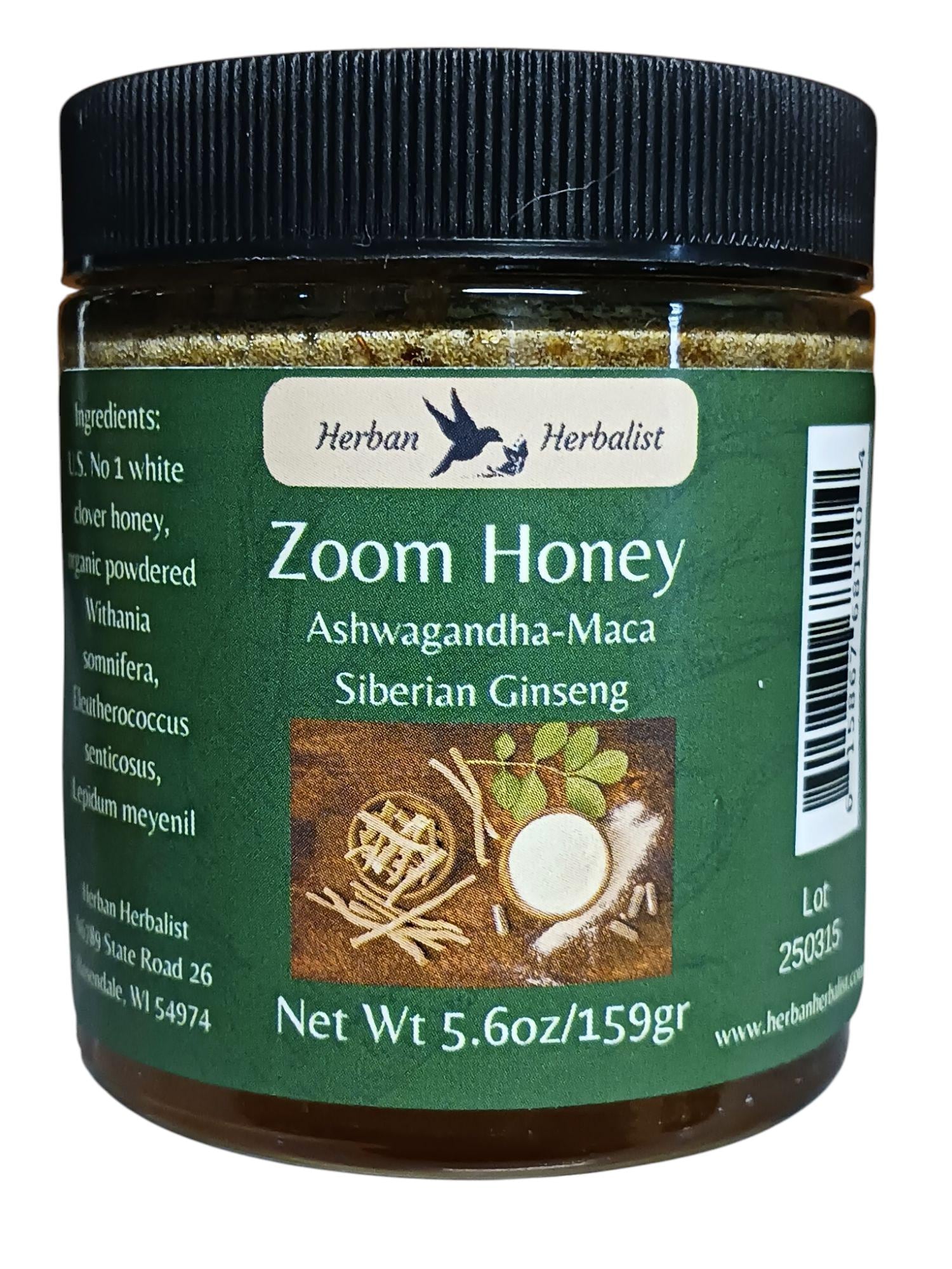 Zoom Honey, Herb Infused Honey With Ashwagandha, Maca, Siberian