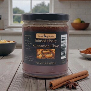 Cinnamon Clove Honey, Herbal Infused Honey for Tea & Wellness | Handcrafted, Small Batch