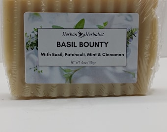 Basil Bounty Prosperity Drawing Soap with Mint, basil soap, oily skin soap, prosperity soap, green clay soap