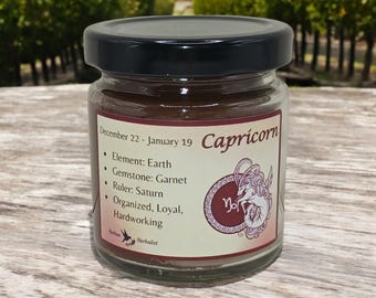 Capricorn Zodiac Candle, 4 oz Soy Wax Birthday Candle for Earth Signs | Handcrafted Astrology Gift