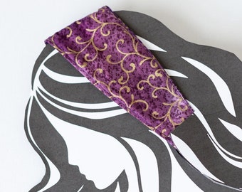 Filigree headband purple gold elegant women's accessory ladies hair stretchy no slip gym summer apparel