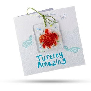 Turtley Amazing (Sea) - Wenskaart met cadeau van gesmolten glas