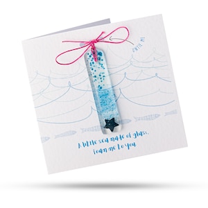 Sea Foam Stick (Waves and Fish) - Wenskaart met cadeau van gesmolten glas
