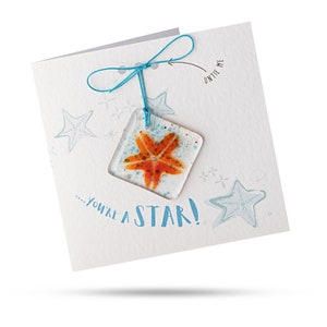You're a Star (Smile Design) - wenskaart met cadeau van gesmolten glas