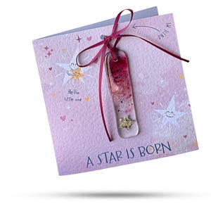 A Star is Born - Pinke Grußkarte mit Glasgeschenk